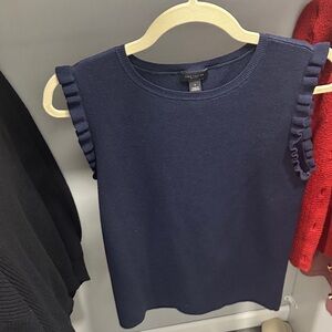 Ann Taylor Midnight Blue Ruffle Tank Top - Size Small